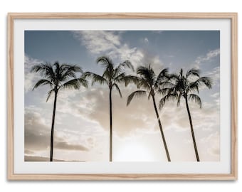 Kauai Palm Tree Fine Art Photography Print - Hawaii Sunset Coastal Wall Art, Frame or Unframed Boho Beach Artwork for Home Decor