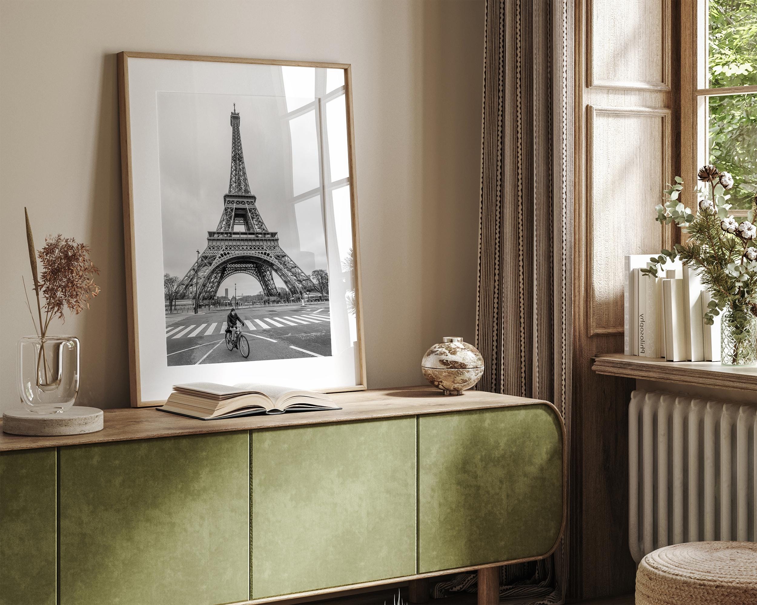 エッフェル塔の写真プリント：白黒のパリの壁アート - Etsy 日本