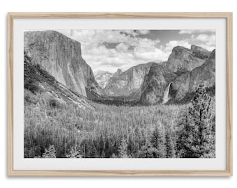Yosemite Valley Black and White Fine Art Photography Print - Yosemite Landscape Wall Art, Framed National Park Poster for Home Decor