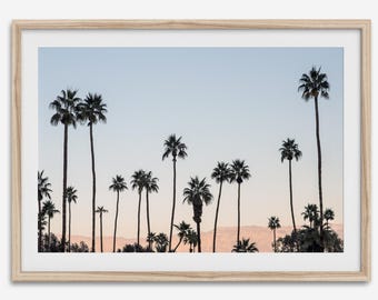 Palm Springs Print: Desert Palm Tree, Summer Sky Photography