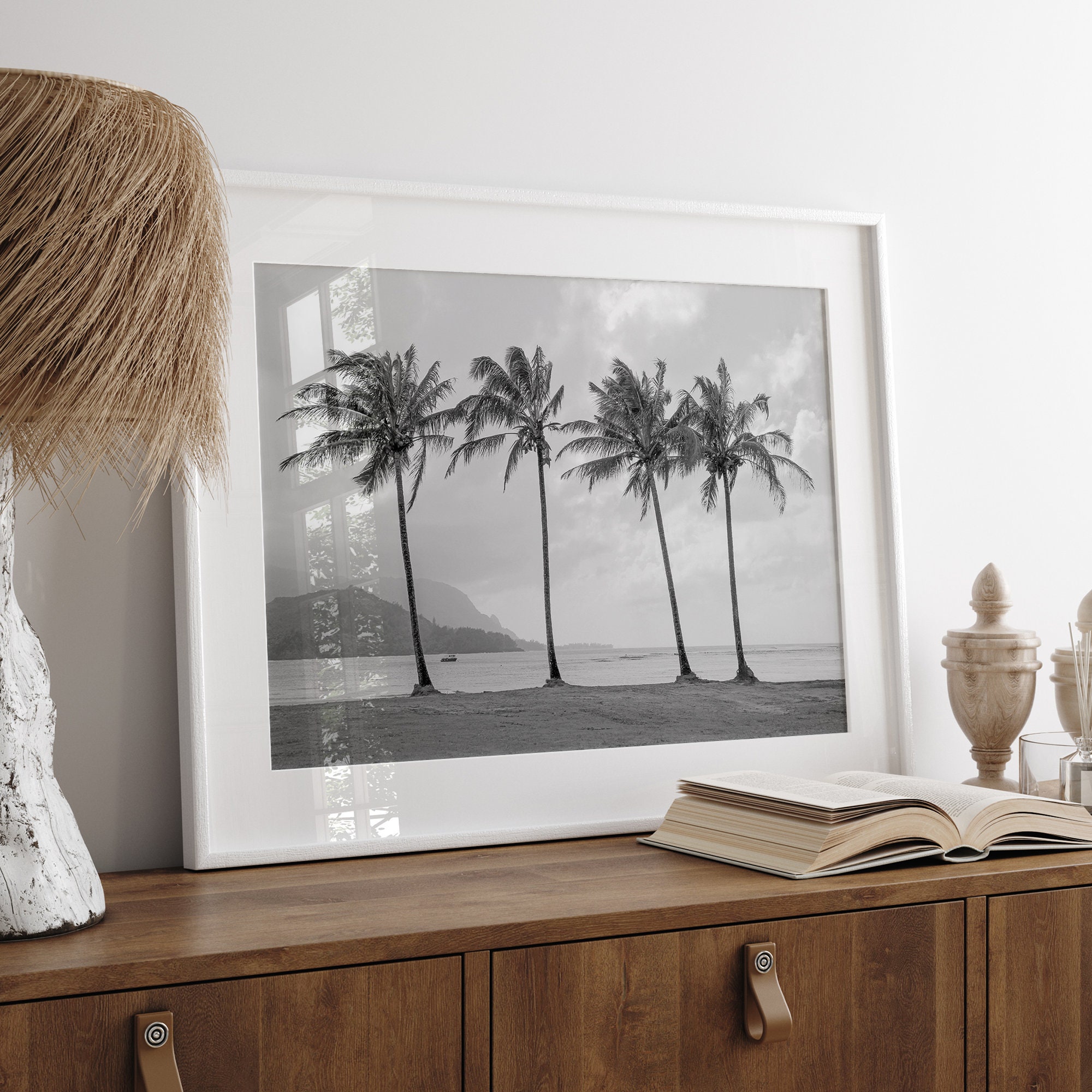 Hawaii Palm Trees Fine Art Photography Print - Extra Large Black and ...