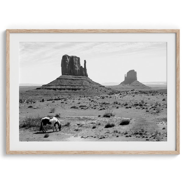 Western Desert Horse Fine Art Print - Framed or Unframed Americana Western Decor, Black and White Desert Photography, Framed Horse Poster