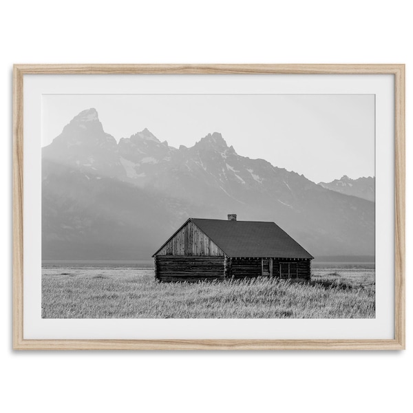 Western Mountains Fine Art Photography Print - Black and White Mountain Wall Art, Large Framed or Unframed Grand Teton Photo for Home Decor