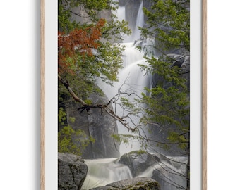 Impression de photographie de nature cascade de Yosemite - grand art mural nature minimaliste, impression montagne, impression d'art encadrée cadeau pour la décoration intérieure