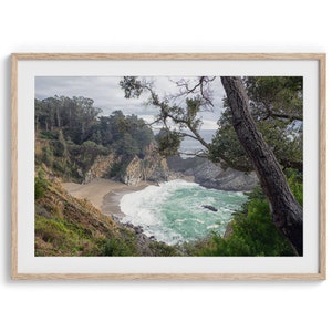 Big Sur Beach Fine Art Photography Print - California Coastal Waterfall Landscape Wall Art, Framed or Unframed Beach Poster for Home Decor