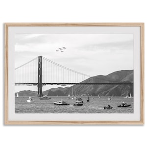 Jet Fighters Over Golden Gate Bridge Print - Framed San Francisco Wall Art -  Blue Angels Bay Area Large California Poster for Home Decor