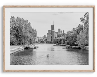 Fine Art Chicago Photography Print - Black and White Chicago Urban Wall Art, Large Framed Chicago Poster for Home or Office Decor