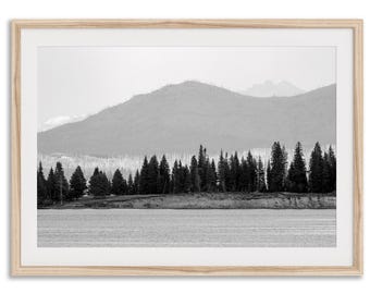 Lake Trees Fine Art Photography Print - Black and White Forest Wall Art, Framed or Unframed Tree Wall Art for Home Decor