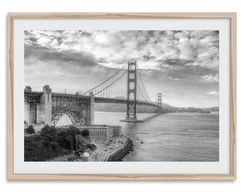 Golden Gate Bridge Black and White HDR Fine Art Photography Print - San Francisco Framed or Unframed Black and White Fine Art Wall Decor
