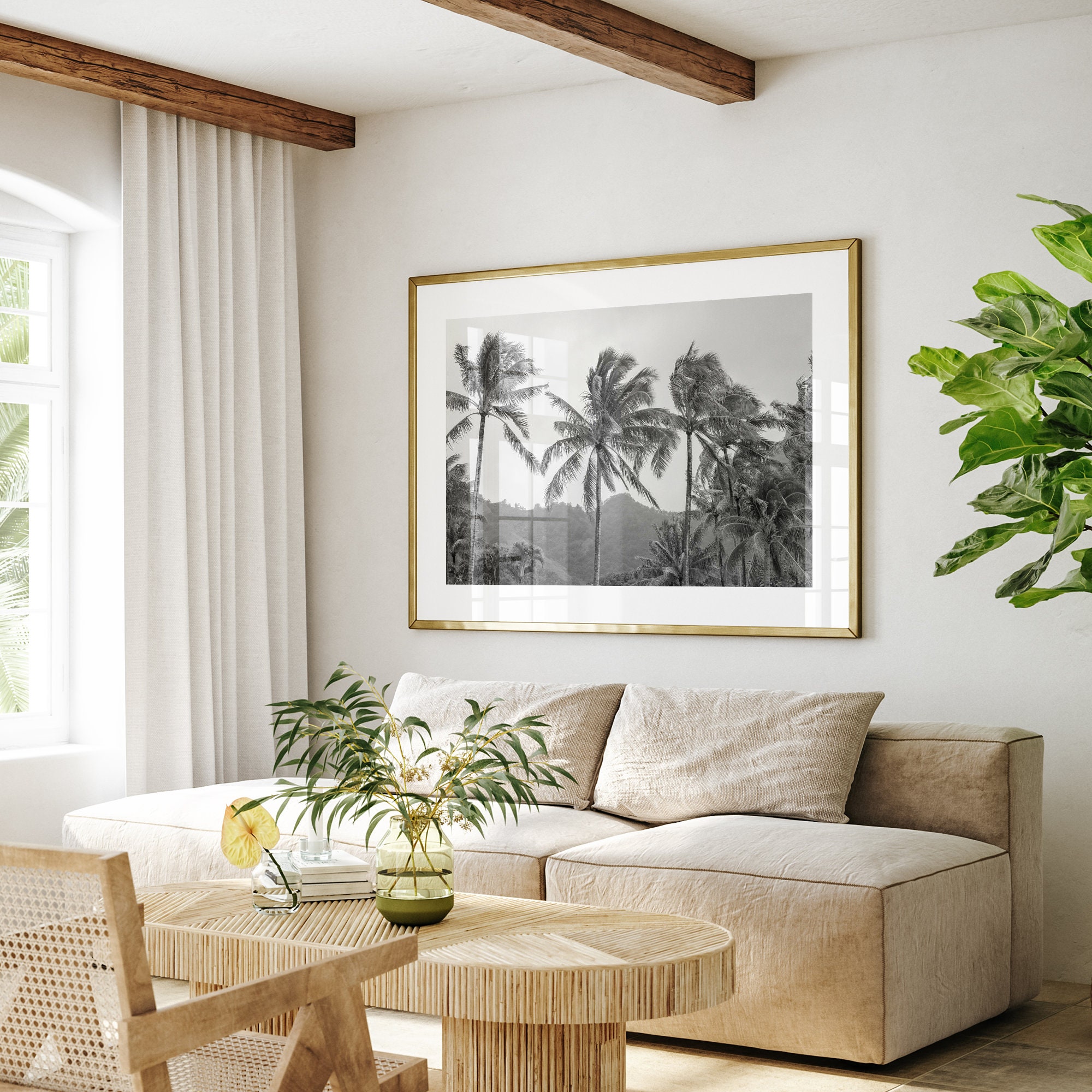 Black and White Tropical Beach Fine Art Photography Print
