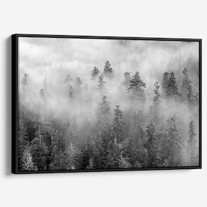 Foggy Forest Canvas Print: Black and White Scandinavian Wall Art