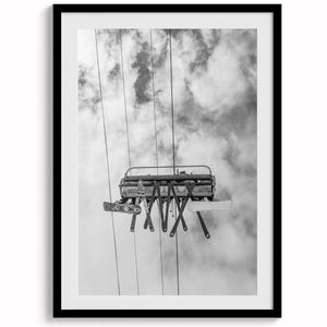 Ski Lift Fine Art Photography Print - Large Winter Scene Wall Art, Framed or Unframed Ski Poster for Home Decor or Ski Lodge Decor