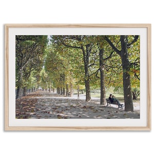 Paris Wandkunst - Jardin des Tuileries im Herbst Wanddekor, romantischer Herbst Fotografie Druck, gerahmt oder ungerahmt, Pariser Laubwerk, Home Decor