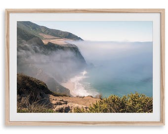 Foggy Big Sur Beach Fine Art Photography Print - Large Framed California Coastal Wall Art for Home Decor