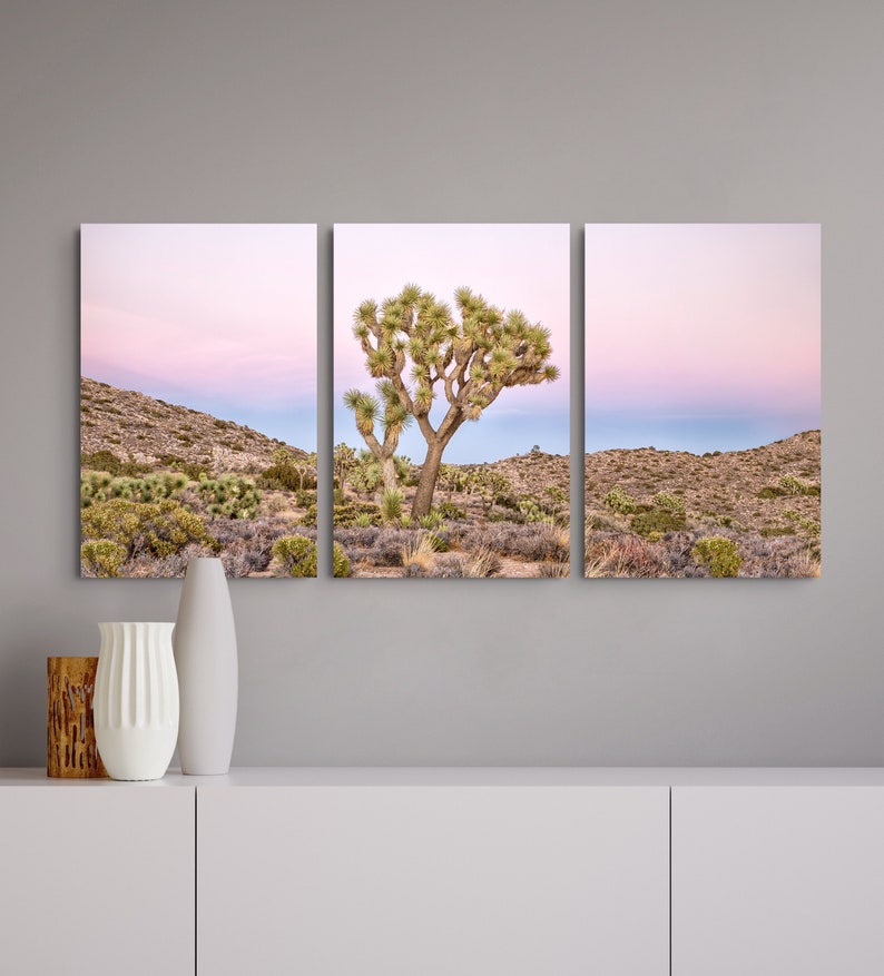 Joshua Tree Canvas Print Set: Pink Desert Photography, Framed Wall Art ...