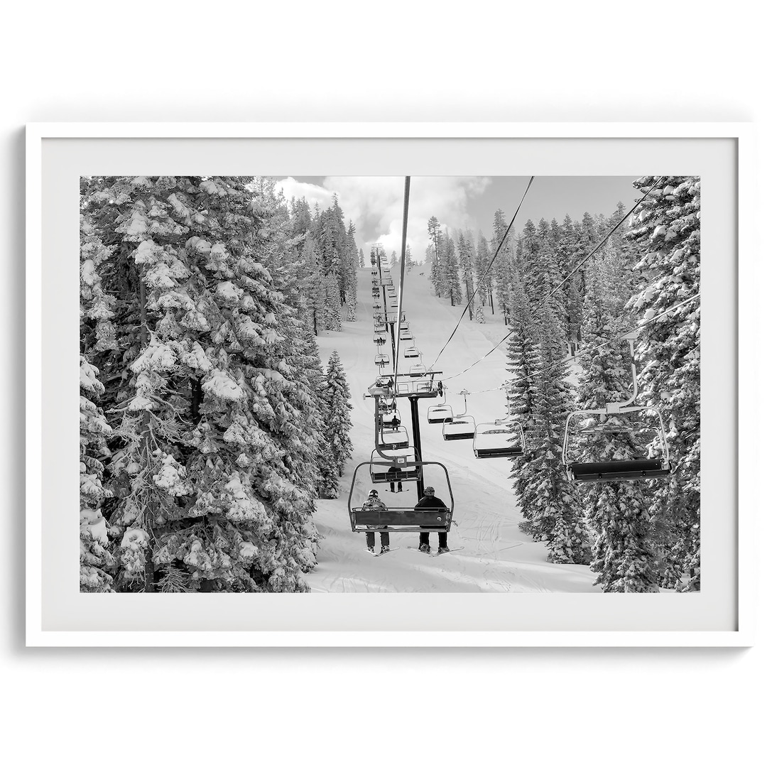 Fine Art Mountain Ski Print Winter Forest Wall Art, Black and White ...