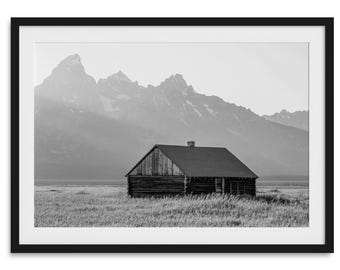 Western Mountains Fine Art Photography Print - Black and White Mountain Wall Art, Large Framed or Unframed Grand Teton Photo for Home Decor
