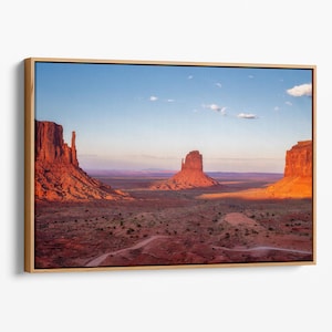 Monument Valley Sunset Print -  Canvas Art of Arizona and Utah Desert for Wall Decor, Modern Desert Landscape Photography Canvas Wall Art