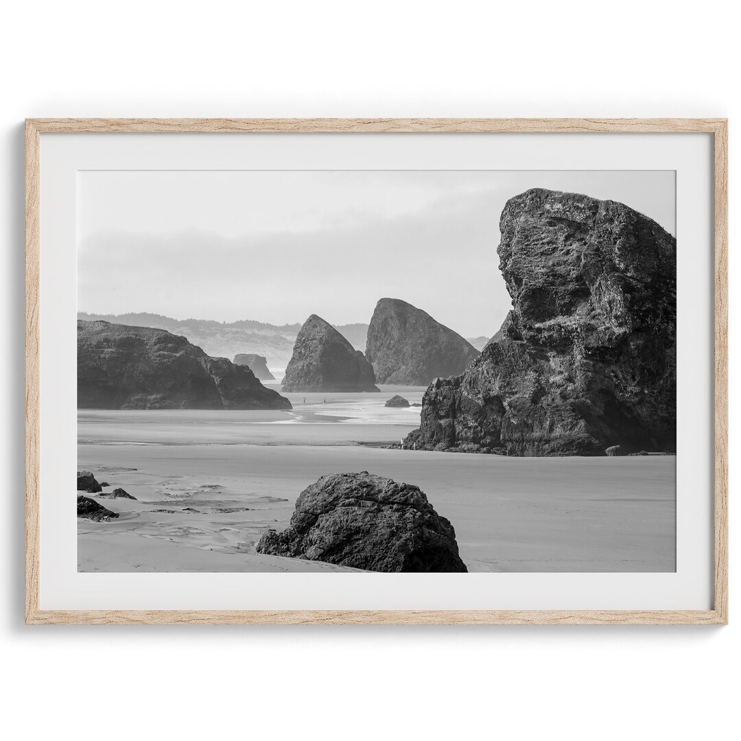Fine Art Black and White Beach Print Large Oregon Coastal Wall Art