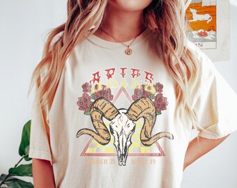 Vintage Aries Zodiac T-Shirt: Comfort Colors Astrology Tee