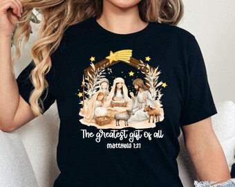Christian Christmas Nativity T-Shirt: Bible Verse Religious Shirt