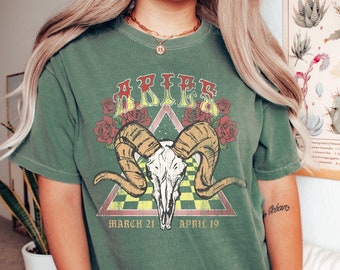 Vintage Aries Zodiac T-Shirt: Comfort Colors Astrology Tee