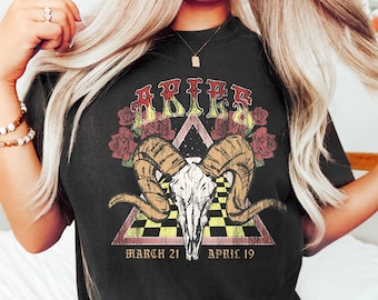 Vintage Aries Zodiac T-Shirt: Comfort Colors Astrology Tee