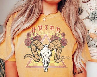 Aries Zodiac T-Shirt: Vintage Inspired Comfort Colors Astrology Tee