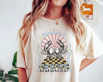 Vintage Cancer Zodiac Tee: Celestial Astrology Comfort Colors Shirt