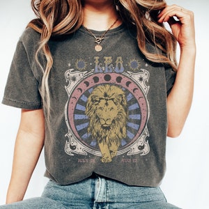 Zodiac Leo Vintage Tee, Celestial Leo Shirt Trendy Oversized Tee, Astrology T Shirt, Zodiac Birthday Gift For Leo Shirt Women,Comfort Colors