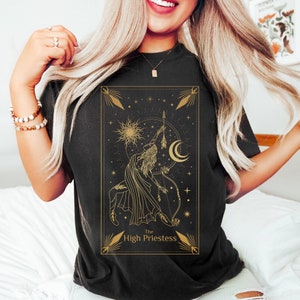 The High Priestess Tarot Card Shirt, Priestess Tarot Card Tee, High Priestess Tarot, Tarot Priestess, Comfort Colors Shirt