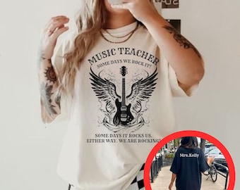 Personalized Music Teacher Shirt: Guitar Wings Design