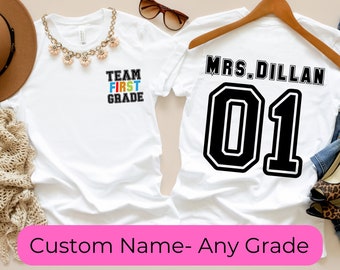 Personalized First Grade Teacher Shirt: Retro Team Tee, Back to School Gift