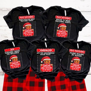 Funny Gingerbread Inmate Christmas Shirt: Matching Family Tees
