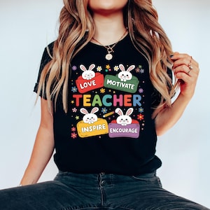 Easter Teacher Shirt, Retro Easter Shirt For Teacher, Easter Teach Shirt, Teacher Bunny Shirt, Easter School Shirt,Elementary Easter Teacher