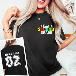 Second Grade Teacher Shirt Personalized, Custom Retro Second Grade Teacher Shirt,2nd  Grade Team Shirts, Trendy Back to School Tee Gift