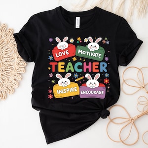 Easter Teacher Shirt, Retro Easter Shirt For Teacher, Easter Teach Shirt, Teacher Bunny Shirt, Easter School Shirt,Elementary Easter Teacher