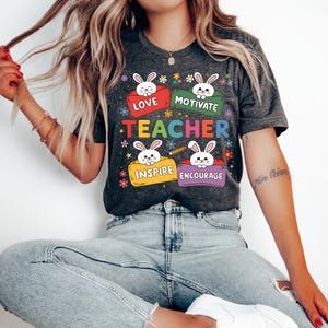 Easter Teacher Shirt, Retro Easter Shirt For Teacher, Easter Teach Shirt, Teacher Bunny Shirt, Easter School Shirt,Elementary Easter Teacher