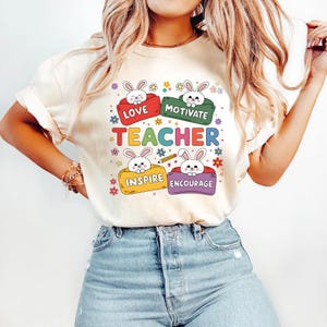 Easter Teacher Shirt, Retro Easter Shirt For Teacher, Easter Teach Shirt, Teacher Bunny Shirt, Easter School Shirt,Elementary Easter Teacher
