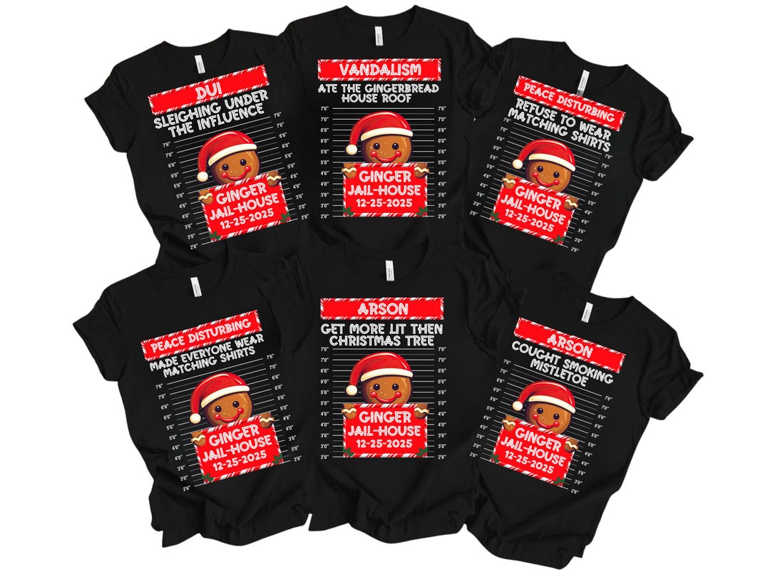 Funny Gingerbread Inmate Christmas Shirt: Matching Family Group Tees - Etsy