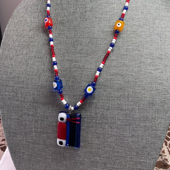 Fused Glass Necklace 26” - image 1