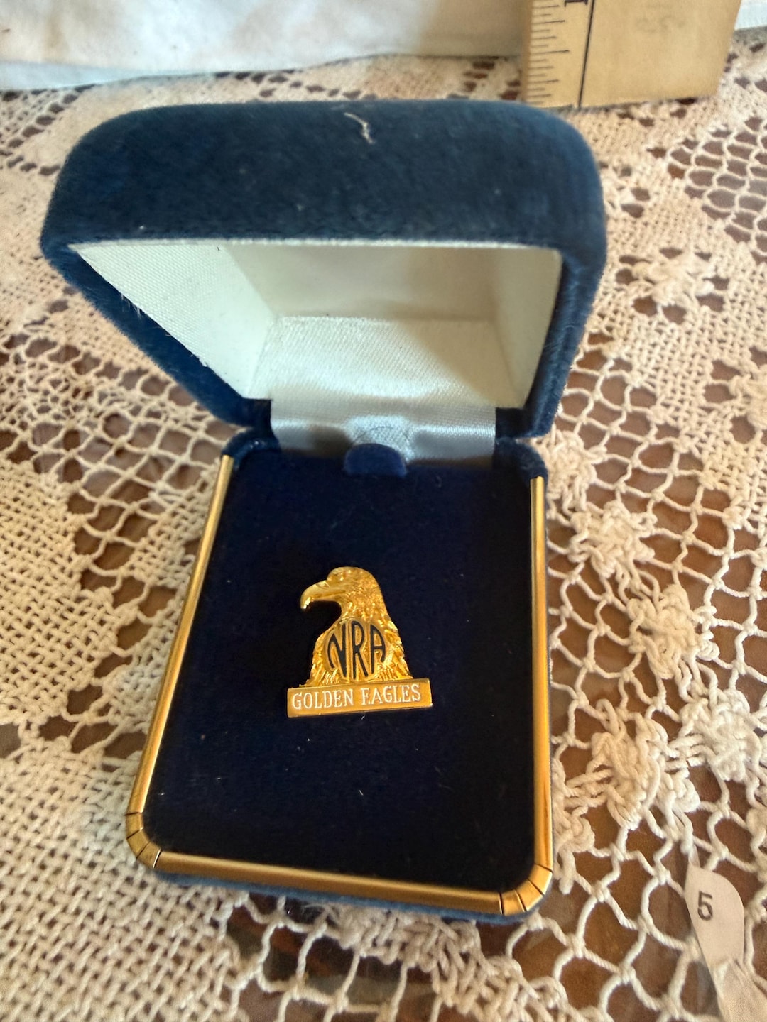 Vtg Mint Golden Eagles Enamel NRA National Lapel Hat Pin Presentation ...