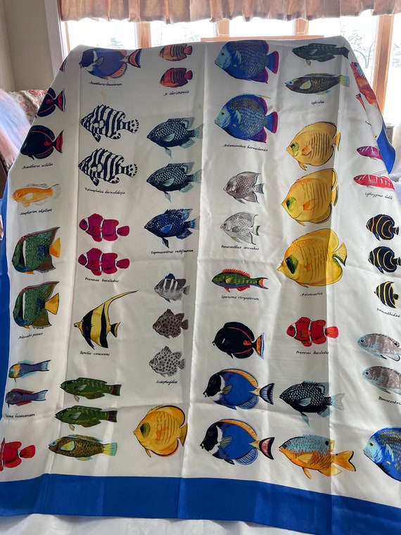 Echo limited edition, silk scarf hand rolled Fish - image 1