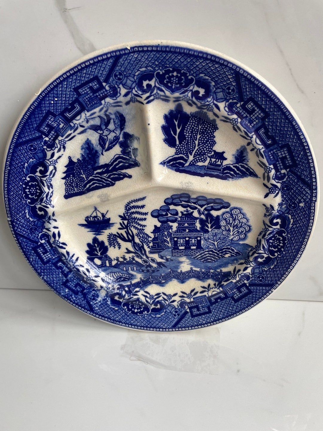 Set of 9 Blue Willow Divided Plate 10.25 Inches Etsy