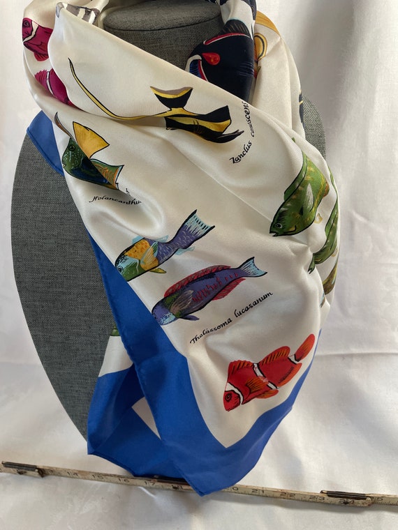 Echo limited edition, silk scarf hand rolled Fish - image 6