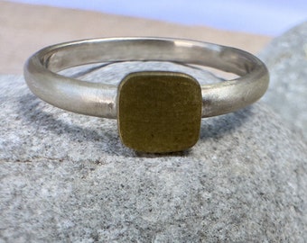 Minimalist Mixed Metals Ring: Sterling Silver with Brass Accent