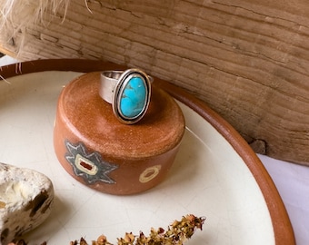 Azure Serenity: Sterling Silver Ring with Sleeping Beauty Turquoise