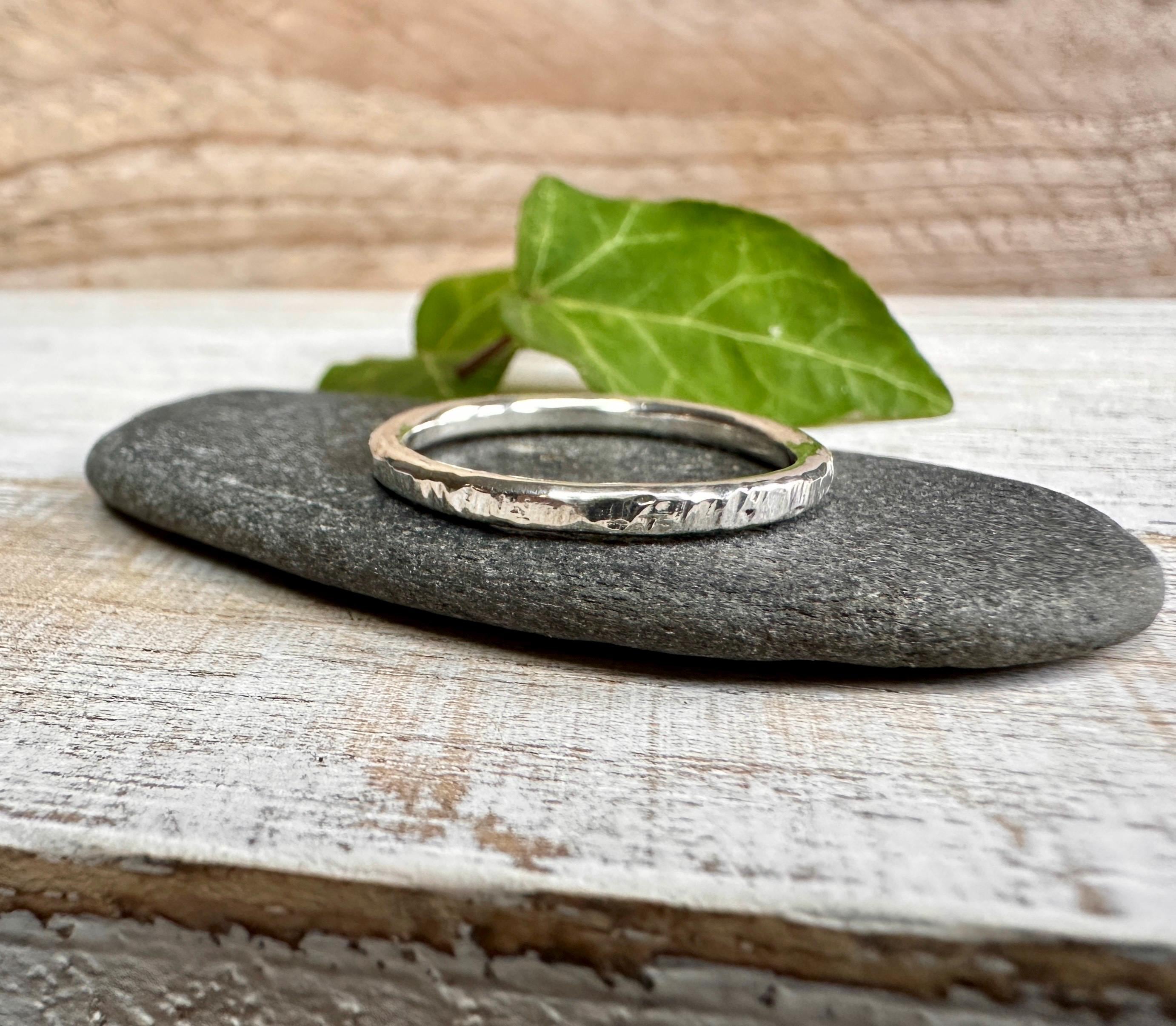 Handmade Hammered Sterling Silver Band Ring - Artisan Crafted - Etsy UK