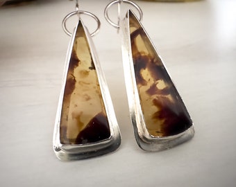 Elegant Indonesian Amber Silver Dangle Earrings