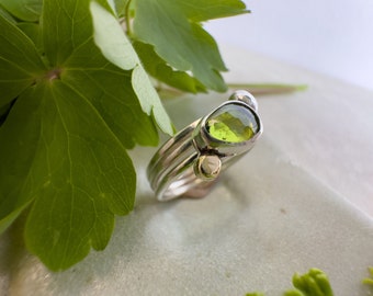 Peridot Stacking Ring Set | Sterling Silver & 9ct Gold
